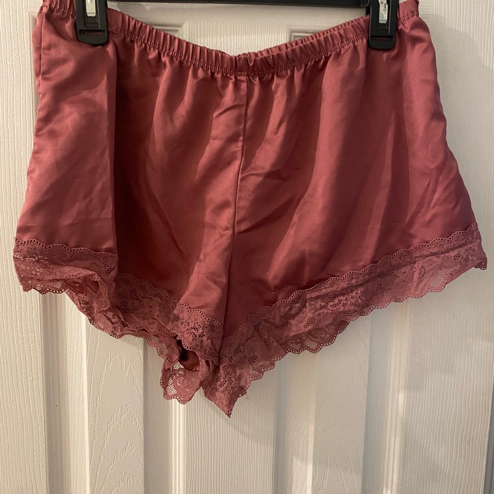 Women's Lace Trim Satin Shorts
